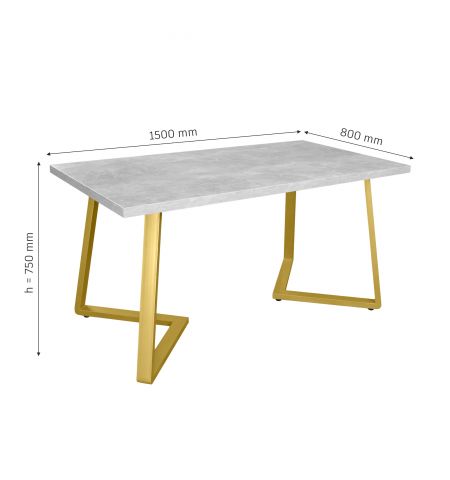 Masă FRIDA Beton+Golden Legs 150×80