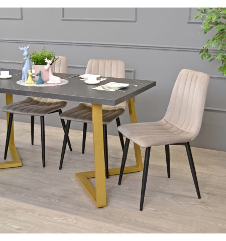 Masă FRIDA Marmură Neagră+Golden Legs 150×80