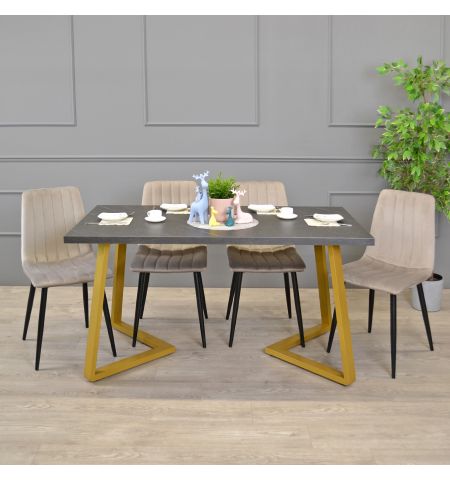 Masă FRIDA Marmură Neagră+Golden Legs 150×80