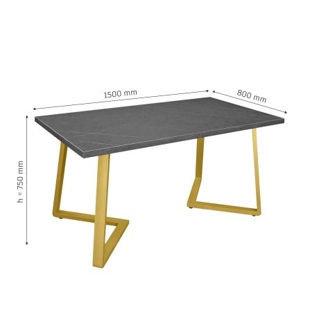 Masă FRIDA Marmură Neagră+Golden Legs 150×80