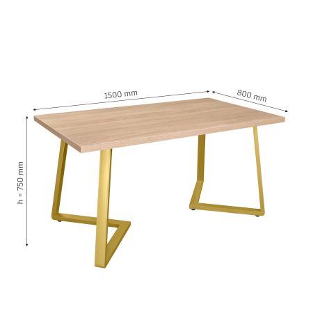 Masă FRIDA Sonoma+Golden Legs 150×80