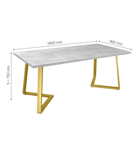 Masă FRIDA Beton+Golden Legs 180×90