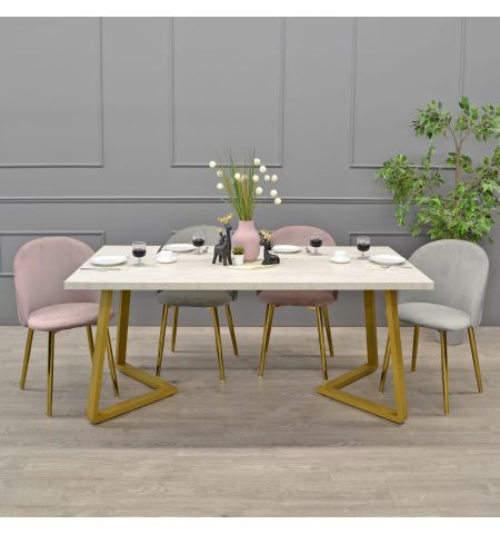 Masă FRIDA Mătase+Golden Legs 180×90