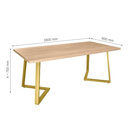 Masă FRIDA Sonoma+Golden Legs 180×90