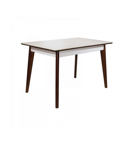 Masă Extensibilă MG-A05 White Glass+Brown Legs 120/150x75