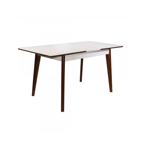 Masă Extensibilă MG-A05 White Glass+Brown Legs 120/150x75
