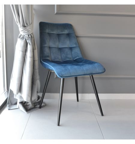 Scaun Capella Catifea Blue HLR 63+Black Legs