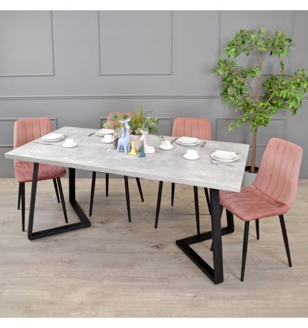 Masă FRIDA Beton+Black Legs 180×90