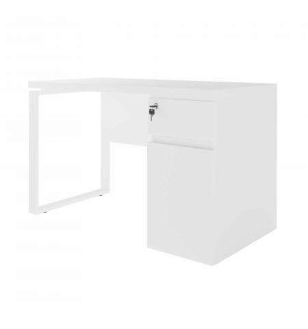 Masa Birou+BOX încorporat Dreapta 1200×600 White/White