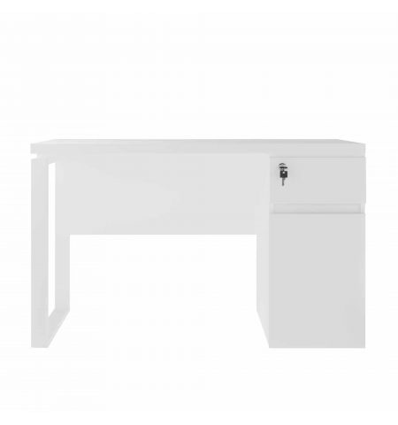 Masa Birou+BOX încorporat Dreapta 1200×600 White/White