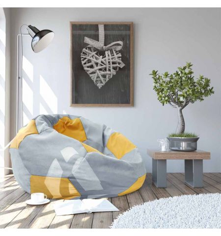 Fotoliu puf Bean-Bag Ball Grey-Yellow