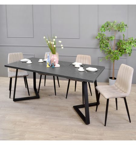 Masă FRIDA Marmură Neagră+Black Legs 180×90