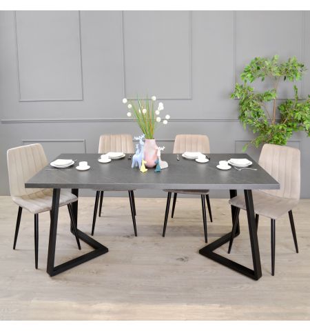 Masă FRIDA Marmură Neagră+Black Legs 180×90