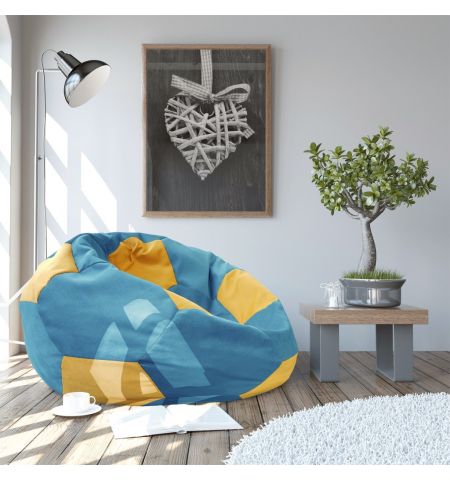 Fotoliu puf Bean-Bag Ball Blue-Yellow