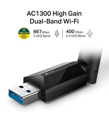 USB 3.0 / Wi-Fi 5 Adapter / TP-LINK Archer T3U Plus/  Dual Band AC1300