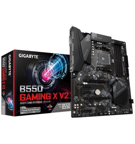 GIGABYTE B550 GAMING X V2, Socket AM4, AMD B550, 10+3Phases, Dual 4xDDR4-4733, APU AMD graphics, HDMI, DVI, 2xPCIe 4.0 X16, 4xSATA3, RAID, 2xM.2PCIe 4.0, 3xPCIeX1, ALC887 HDA, GbE LAN, 1xUSB3.2 Gen2, 5xUSB3.2 +1xType-C, RGB Fusion 2.0, ATX GIGABYTE B550 GAMING X V2, Socket AM4, AMD B550, 10+3Phases, Dual 4xDDR4-4733, APU AMD graphics, HDMI, DVI, 2xPCIe 4.0 X16, 4xSATA3, RAID, 2xM.2PCIe 4.0, 3xPCIeX1, ALC887 HDA, GbE LAN, 1xUSB3.2 Gen2, 5xUSB3.2 +1xType-C, RGB Fusion 2.0, ATX