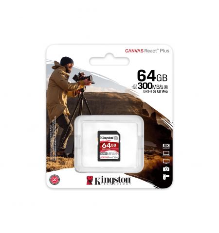 Card de memorie Kingston Canvas React Plus SD 64GB