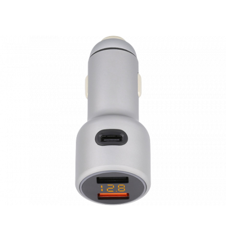 USB Car Charger - Tellur, CCY3 2xUSB (QC 3.0 + 2.4A), Type-C (2.4A), aluminium alloy, displays voltage, White  TLL151161 USB Car Charger - Tellur, CCY3 2xUSB (QC 3.0 + 2.4A), Type-C (2.4A), aluminium alloy, displays voltage, White  TLL151161