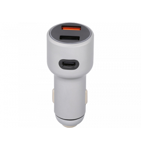 USB Car Charger - Tellur, CCY3 2xUSB (QC 3.0 + 2.4A), Type-C (2.4A), aluminium alloy, displays voltage, White  TLL151161 USB Car Charger - Tellur, CCY3 2xUSB (QC 3.0 + 2.4A), Type-C (2.4A), aluminium alloy, displays voltage, White  TLL151161