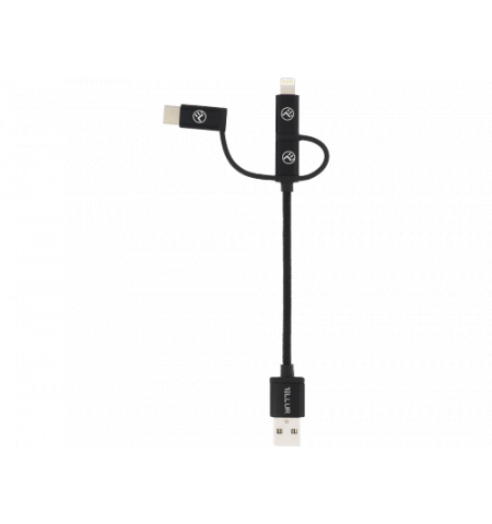 Cable 3 in 1, USB - MicroUSB / Lightning / USB Type-C, 10cm, Tellur Black   TLL155343 Cable 3 in 1, USB - MicroUSB / Lightning / USB Type-C, 10cm, Tellur Black   TLL155343