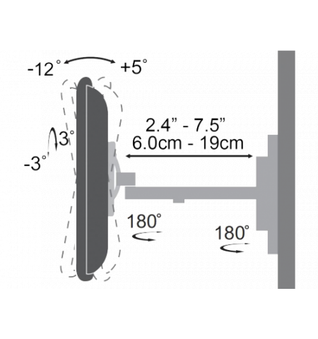 SBOX LCD-221N Suport TV perete 13''-43'',VESA 200x200,greutate suportata 20kg,rotire 180°+180°,inclinatie -12°, + 5° SBOX LCD-221N Suport TV perete 13''-43'',VESA 200x200,greutate suportata 20kg,rotire 180°+180°,inclinatie -12°, + 5°