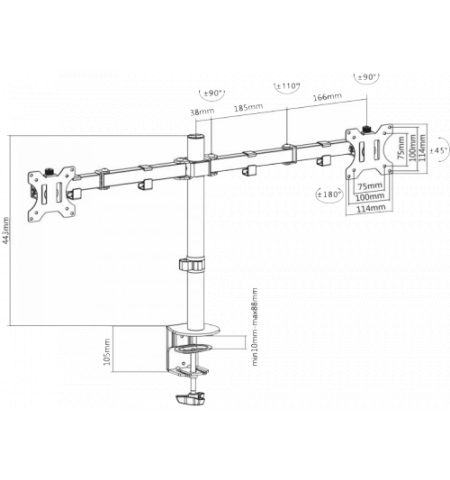SBOX LCD-352/2 Suport birou dublu monitor 13''-32'',VESA 100x100,greutate suportata 8kg/monitor ,rotire 360°+360° SBOX LCD-352/2 Suport birou dublu monitor 13''-32'',VESA 100x100,greutate suportata 8kg/monitor ,rotire 360°+360°