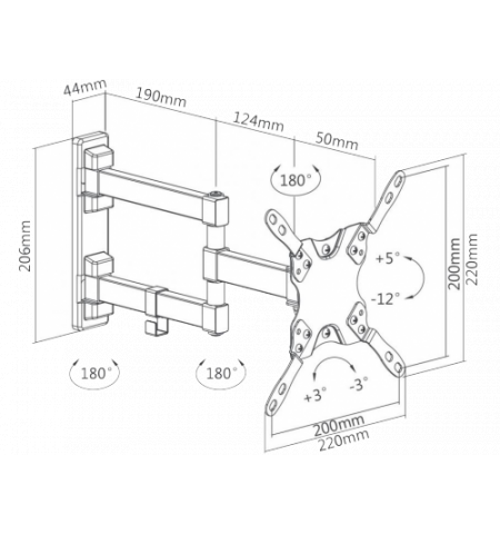 SBOX LCD-223 Suport TV perete 13''-43'',VESA 200x200,greutate suportata 20kg,rotire 180°+180° SBOX LCD-223 Suport TV perete 13''-43'',VESA 200x200,greutate suportata 20kg,rotire 180°+180°