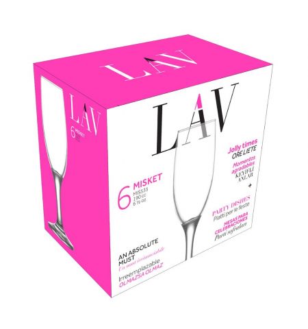 Set pahare sticla pentru sampanie 190 ML  6PC LV-MIS535F LAV