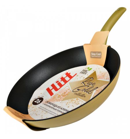 Tigaie aluminiu HITT Rose Gold cu miner soft touch, 24 cm H-RG107I