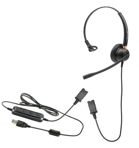 Call center headset wired Tellur Voice 510N, QD, monoaural, USB, black, TLL411003