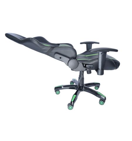 Gaming chair SPACER  SPCH-TRINITY-GRN  Black-Green, Synthetic PU,120 kg max., Adjustable Back Angle 90°- 135°, Armrests ajustable, Pillow-2 Gaming chair SPACER  SPCH-TRINITY-GRN  Black-Green, Synthetic PU,120 kg max., Adjustable Back Angle 90°- 135°, Armrests ajustable, Pillow-2