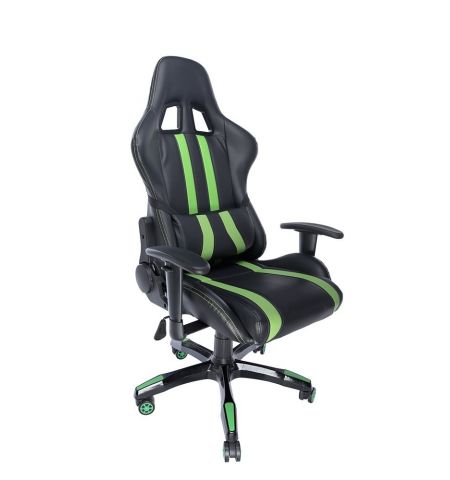 Gaming chair SPACER  SPCH-TRINITY-GRN  Black-Green, Synthetic PU,120 kg max., Adjustable Back Angle 90°- 135°, Armrests ajustable, Pillow-2 Gaming chair SPACER  SPCH-TRINITY-GRN  Black-Green, Synthetic PU,120 kg max., Adjustable Back Angle 90°- 135°, Armrests ajustable, Pillow-2