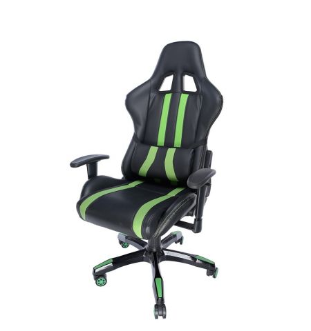 Gaming chair SPACER  SPCH-TRINITY-GRN  Black-Green, Synthetic PU,120 kg max., Adjustable Back Angle 90°- 135°, Armrests ajustable, Pillow-2 Gaming chair SPACER  SPCH-TRINITY-GRN  Black-Green, Synthetic PU,120 kg max., Adjustable Back Angle 90°- 135°, Armrests ajustable, Pillow-2