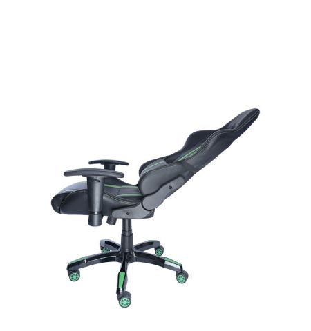 Gaming chair SPACER  SPCH-TRINITY-GRN  Black-Green, Synthetic PU,120 kg max., Adjustable Back Angle 90°- 135°, Armrests ajustable, Pillow-2 Gaming chair SPACER  SPCH-TRINITY-GRN  Black-Green, Synthetic PU,120 kg max., Adjustable Back Angle 90°- 135°, Armrests ajustable, Pillow-2