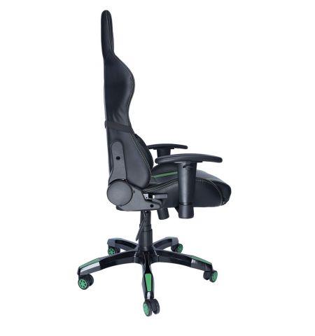 Gaming chair SPACER  SPCH-TRINITY-GRN  Black-Green, Synthetic PU,120 kg max., Adjustable Back Angle 90°- 135°, Armrests ajustable, Pillow-2 Gaming chair SPACER  SPCH-TRINITY-GRN  Black-Green, Synthetic PU,120 kg max., Adjustable Back Angle 90°- 135°, Armrests ajustable, Pillow-2