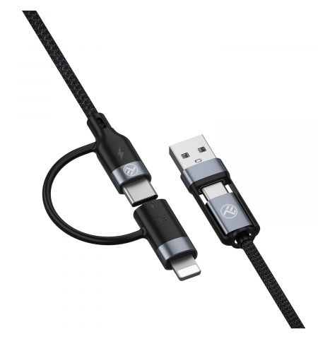 Cablu 4in1 Tellur USB/Type-C to Type-C (PD65W)/Lightning (PD20W), 1m, negru Cablu 4in1 Tellur USB/Type-C to Type-C (PD65W)/Lightning (PD20W), 1m, negru
