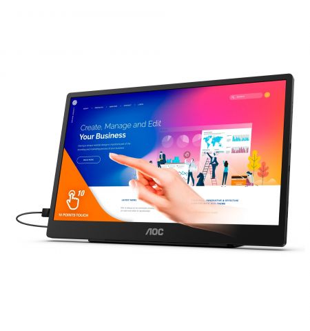 15.6" Monitor AOC 16T2 / Portable / Touch / Black