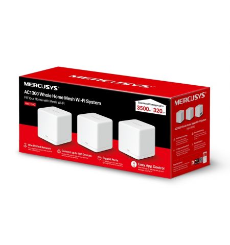 Mesh Wi-Fi System MERCUSYS Halo H30G (3-pack)  / AC1300 Dual Band / 2 x Gigabit LAN Port Mesh Wi-Fi System MERCUSYS Halo H30G (3-pack)  / AC1300 Dual Band / 2 x Gigabit LAN Port
