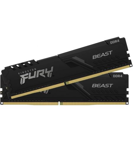 32GB (Kit of 2*16GB) DDR4-3600  Kingston FURY® Beast DDR4, PC28800, CL18, 1.35V, Auto-overclocking, Asymmetric BLACK low-profile heat spreader, Intel XMP Ready  (Extreme Memory Profiles)