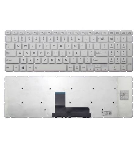 Keyboard Toshiba Satellite L55-B L55D-B L55T-B L50-B L50D-B L50T-B L50-C S50-B S50T-B S50DT-B S50D-B S55-B S55T-B w/o frame "ENTER"-big ENG/RU White