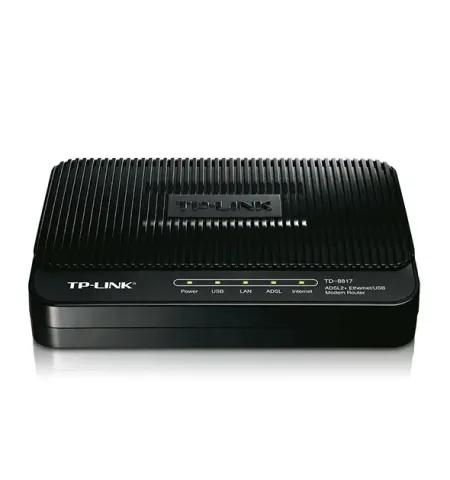 Modem ADSL TP-LINK TD-8817, ADSL/ADSL2/ADSL2 + p?na la 24 Mbps, Negru
