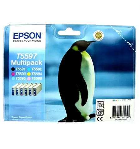 Картридж чернильный Epson T559 (Black, C, M, Y, LC, LM) Multipack, C13T55974010,