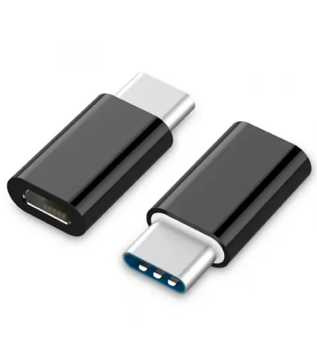 Adaptor Cablexpert A-USB2-CMmF-01, micro-USB (F)/USB Type-C, 0,3m, Negru