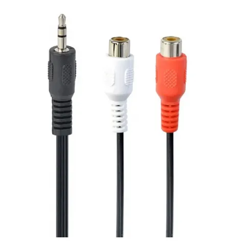 Audio Adaptor Cablexpert CCA-406, 3.5mm 3-pin (M) - 2x RCA (F), 0,2m, Negru