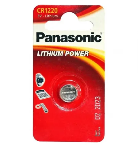 Дисковые батарейки Panasonic CR-1220EL, CR1220, 1шт.