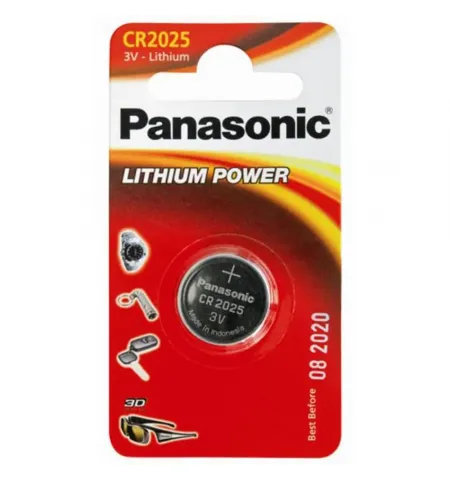 Дисковые батарейки Panasonic CR-2025EL, CR2025, 1шт.