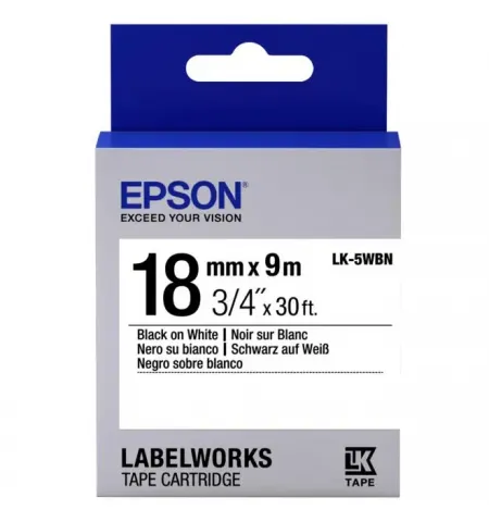 Cartus de banda Epson LK-5WBN, 18 mm x 9 m