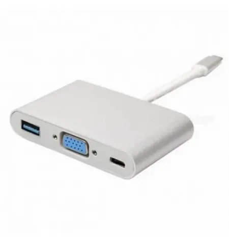 Видеоадаптер APC Electronic APC-631011, USB Type-C (F) - VGA + USB3.0 + TYPE C, 0,15м, Белый