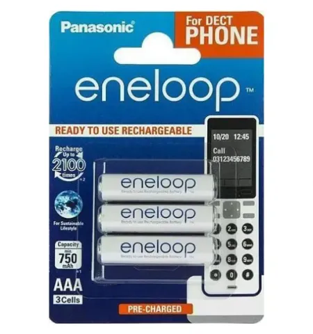 Acumulatori Panasonic BK-4MCCE, AAA, 750mAh, 3buc.