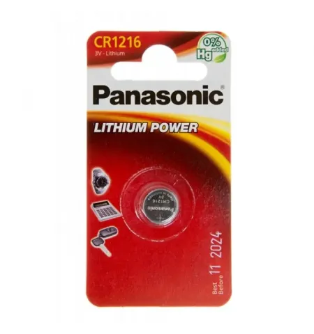 Дисковые батарейки Panasonic CR-1216EL, CR1216, 1шт.
